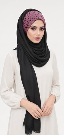 Siyah Gülkurusu Puantiye Bandana Şal