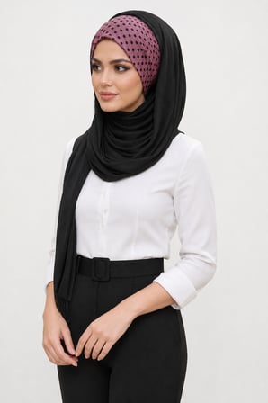Siyah Gülkurusu Puantiye Bandana Şal