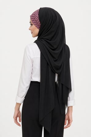 Siyah Gülkurusu Puantiye Bandana Şal