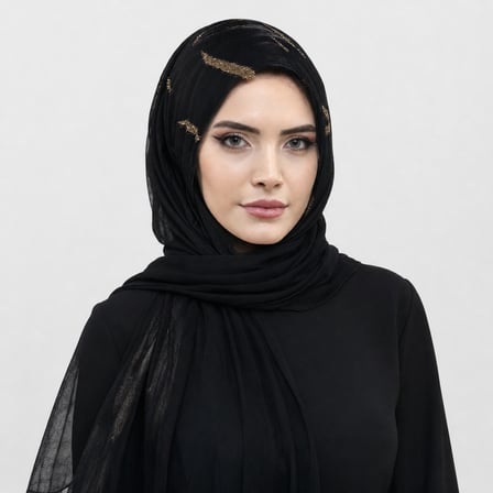 Siyah Gold Simli Abiye Şal
