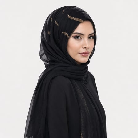Siyah Gold Simli Abiye Şal