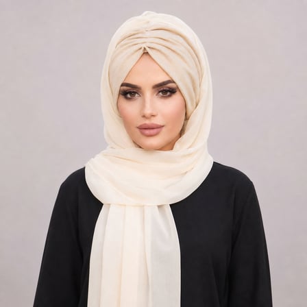 Ekru Şifon Hazır Şal - 50600