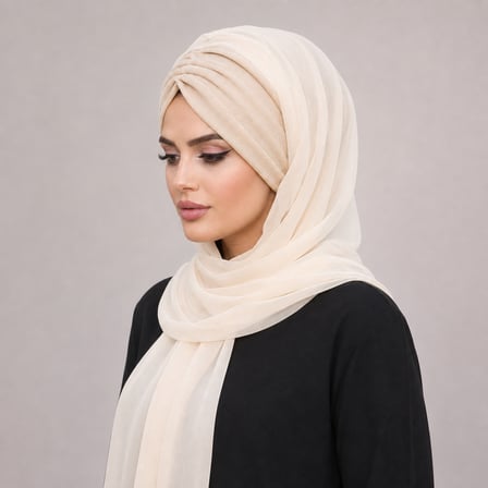 Ekru Şifon Hazır Şal - 50600