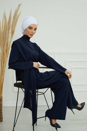 Aksesuarlı Şifon Hazır Türban,HT-95S,HT-95S Beyaz