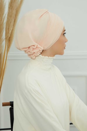 Aksesuarlı Şifon Hazır Türban,HT-95S,HT-95S Bej