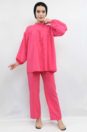Moda Çizgili Robalı İkili Takım Pembe