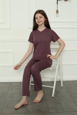 Moda Çizgi Kız Çocuk Penye Pijama Takım 20399