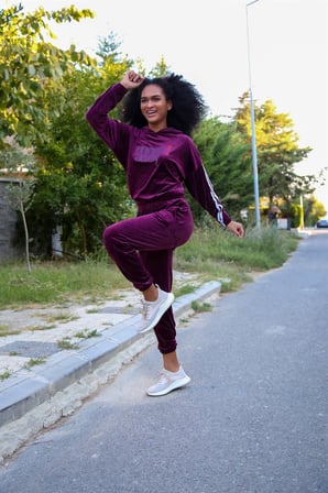Moda Çizgi Kadın Kadife Eşofman Takım 9078
