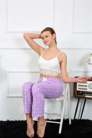 Moda Çizgi Kadın Pamuklu Alt Pijama 27459