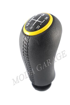 Renault Symbol Deri Desen Sarı Çerçeve Vites Topuzu M453