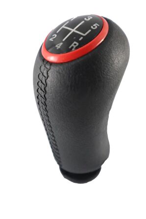 Renault Clio 4 Deri Desen Kırmızı Çerçeve Vites Topuzu M451