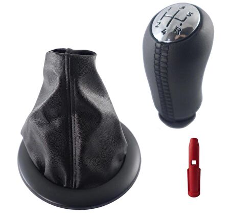 Renault Megane 2 Siyah Çerçeve Körük Ve Deri Kaplama Vites Topuzu M10804