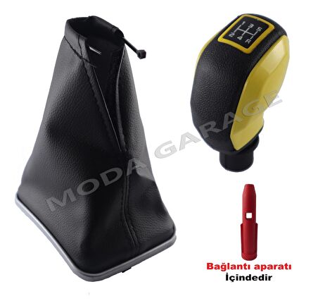 Fiat Punto Krom Çerçeve Vites Körüğü Ve Sarı Spor Vites Topuzu M11005