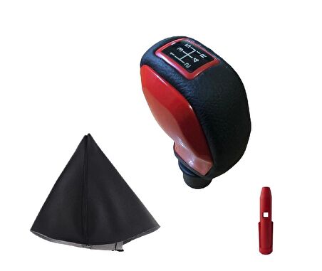 Citroen C5 Deri Kaplama Kırmızı Spor Vites Topuzu Ve Körüğü M111596