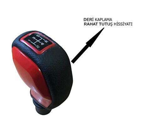 Citroen C5 Deri Kaplama Kırmızı Spor Vites Topuzu Ve Körüğü M111596