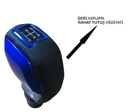 Fiat Linea Punto Deri Kaplama Mavi Spor Vites Topuzu Ve Körüğü MDERİ4