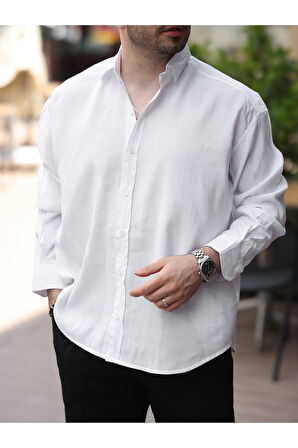 Oversize Oval Kesim Modal Gömlek