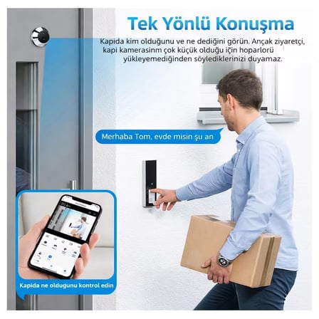 1080P HD Kapı Kamera Sistemi Hareket Algılama ve Gece Görüşlü Akıllı Kapı Zili Mobil Uygulama ile Anlık Görüntü ve Kontrol