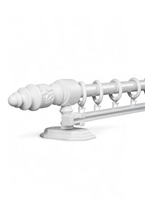 Modern Demonte Başlıklı Ahşap Rustik Perde Askısı - Tek Raylı