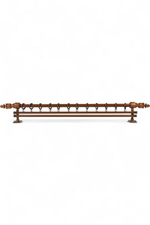 Modern Demonte Başlıklı Ahşap Rustik Perde Askısı - Çift Raylı