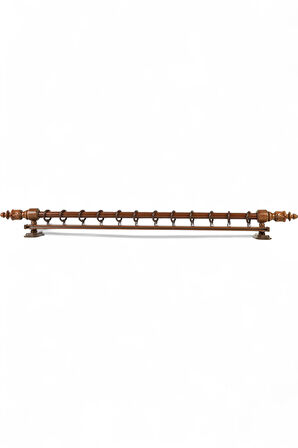 Modern Demonte Başlıklı Ahşap Rustik Perde Askısı - Tek Raylı