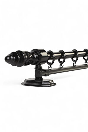 Modern Demonte Başlıklı Ahşap Rustik Perde Askısı - Tek Raylı