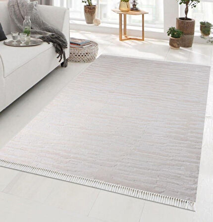 Nexus Halı Mojee 2201 Krem Micro Fiber Polyester Yumuşak Silinebilir Keçeleşmez Leke Tutmaz Dekoratif Halı