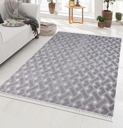 Nexus Halı Mojee 2205 Gri Micro Fiber Polyester Yumuşak Silinebilir Keçeleşmez Leke Tutmaz Dekoratif Halı