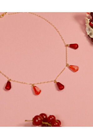 Nar Taneleri Şans Kolyesi - Nar Tanem Çelik Kolye