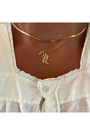 Kovboy ve Nal Şans Kolyesi Özgür Kız Temalı Çelik / Kararmaz