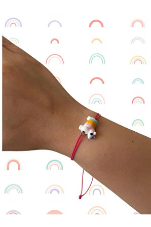 Murano Cam Unicorn Bileklik | Ayarlanabilir Asansörlü İp Bileklik | El Yapımı Renkli Kadın Bilekliği