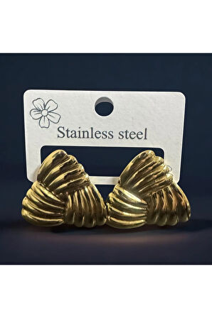 Gold Renk Paslanmaz Çelik Deniz Kabuğu Model Küpe