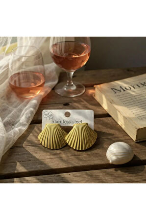 Gold Renk Paslanmaz Çelik İstiridye Desenli Kü