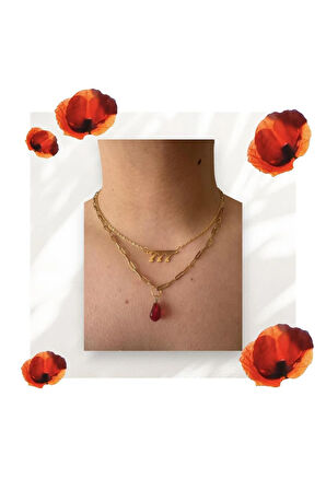 Kadın Kolye Seti | Altın Kaplama 777 Kolye & El Yapımı Nar Figürlü Kolye