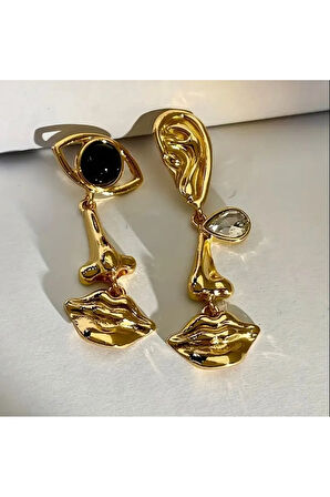 Özel Tasarım Altın Kaplama Göz Burun Kulak Küpe