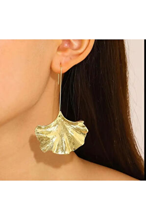 Ginko Yaprağı Gold Sallantılı Küpe
