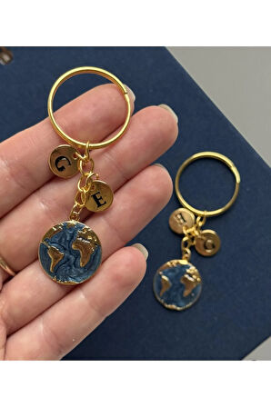 O Benim Dünyam Anahtarlık - Gold 2 Harfli Kişiselleştirilebilir