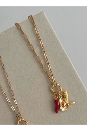 Kovboy Girls Charm Kolye – Altın Kaplama Kararmaz Çelik