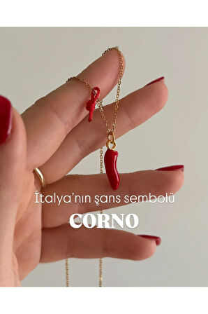 Altın Kaplama Corno Şans Kolyesi | Italya Tılsımı
