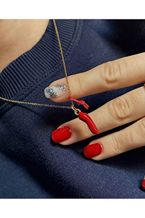 Altın Kaplama Corno Şans Kolyesi | Italya Tılsımı