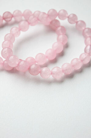 Pembe Kuvars Saf Aşk Doğal Taş Bileklik