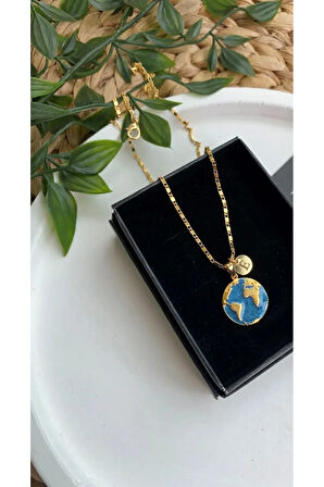 “o Benim Dünyam” Harfli Kolye | Kişiye Özel Altın Kaplama Takı