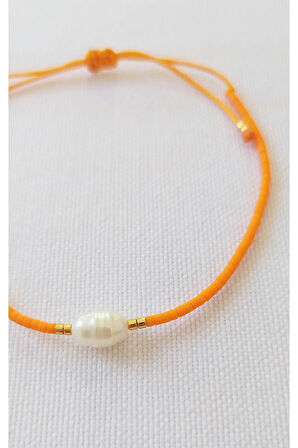 Miyuki Dizi Tek Sıra Minimal Halhal Gerçek Tatlı Su İncili (zetin ağacı halhal)