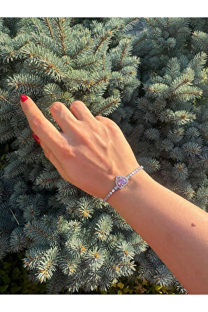 Tılsımlı Pembe Kristal Kalp Bileklik