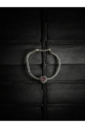 Tılsımlı Pembe Kristal Kalp Bileklik