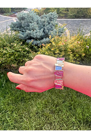 Özel Tasarım Sedefli Renkli Kuantum Pirinç Bilezik