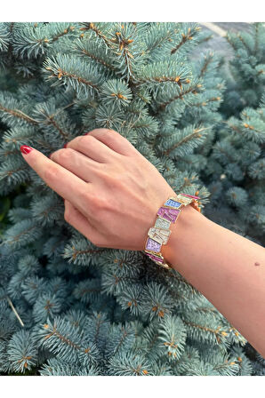 Özel Tasarım Sedefli Renkli Kuantum Pirinç Bilezik