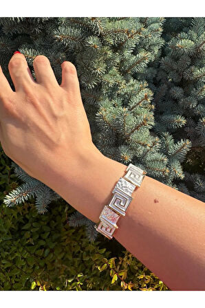 Özel Tasarım Sedefli Beyaz Girdap Pirinç Bilezik