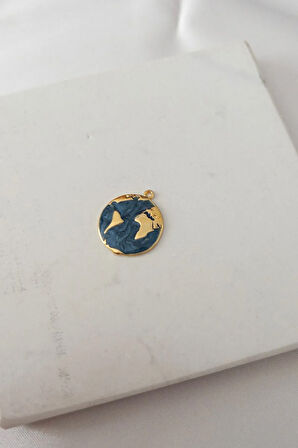 Altın Kaplama Mineli Dünya Kolye Ucu