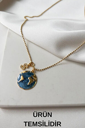 Altın Kaplama Mineli Dünya Kolye Ucu